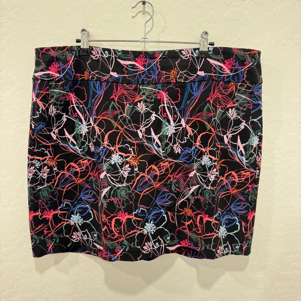 Zac & Rachel Black Golf Skort Womens 16W Scribble Floral Mini Athletic Workout